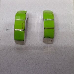 Vtg George Kee Gaspeite and Sterling earrings